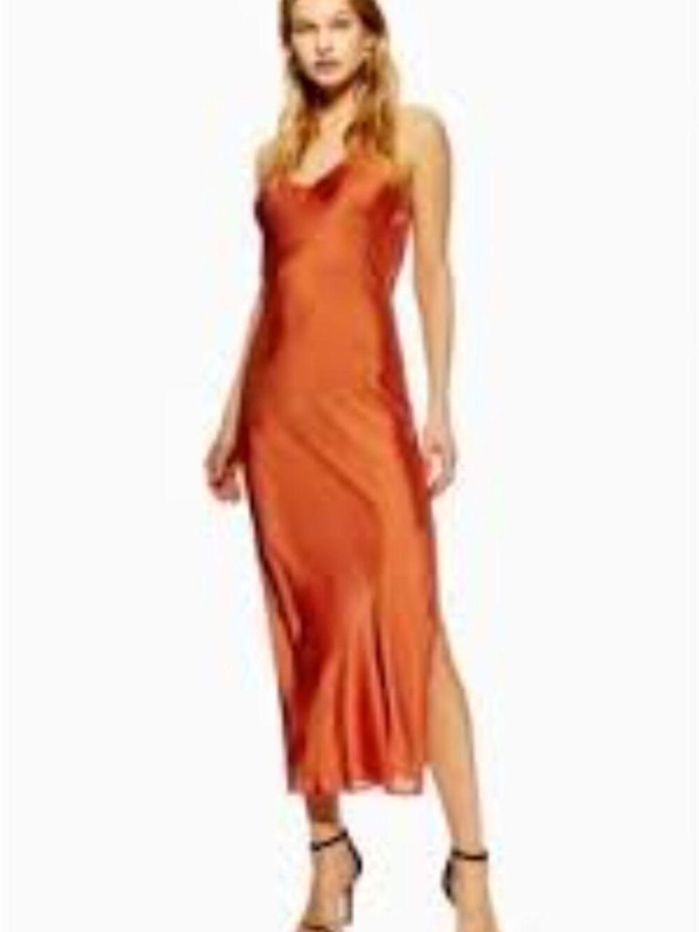 Topshop Orange Red Open Back Maxi Dress Sz 4 (UK 8)
